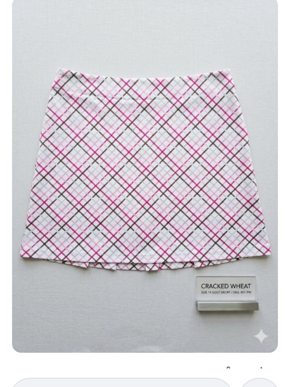 Womens Size 14 Pink Plaid Active Skort Cracked Wheat White Gray Athlethic